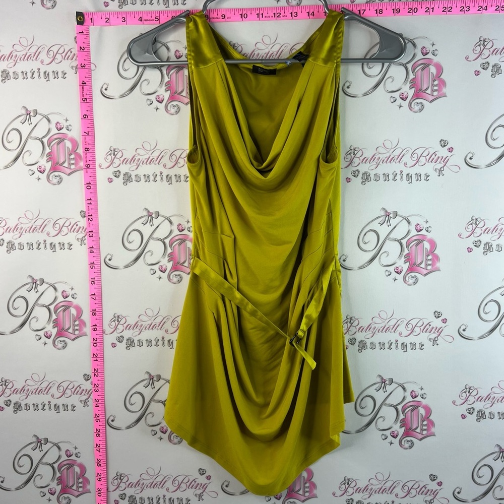 Esprit blouse tank top belted Olive Green Draped Sleeveless Tunic with Side Tie
